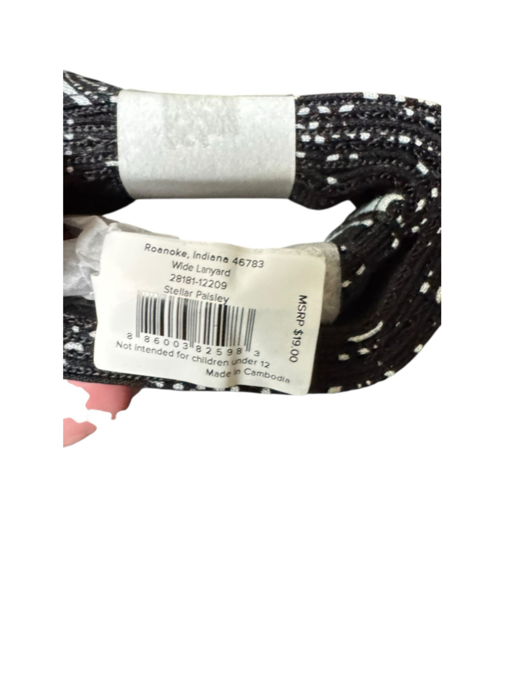 Women's Vera Bradley Wide Lanyard One Size Black White Stellar Paisley - Picture 3 of 3